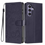 Custodia per telefono in ecopelle con stampa a rilievo di gatto sugli alberi, For Samsung Galaxy S24 Ultra 5G, For Samsung Galaxy S24+ 5G, For Samsung Galaxy S24 5G