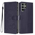 Custodia per telefono in ecopelle con stampa a rilievo di gatto sugli alberi, For Samsung Galaxy S24 Ultra 5G, For Samsung Galaxy S24+ 5G, For Samsung Galaxy S24 5G
