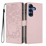 Custodia per telefono in ecopelle con stampa a rilievo di gatto sugli alberi, For Samsung Galaxy S25 FE 5G, For Samsung Galaxy S25 Edge 5G, For Samsung Galaxy S25 5G