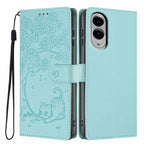 Custodia per telefono in ecopelle con stampa a rilievo di gatto sugli alberi, For Samsung Galaxy S25 FE 5G, For Samsung Galaxy S25 Edge 5G, For Samsung Galaxy S25 5G