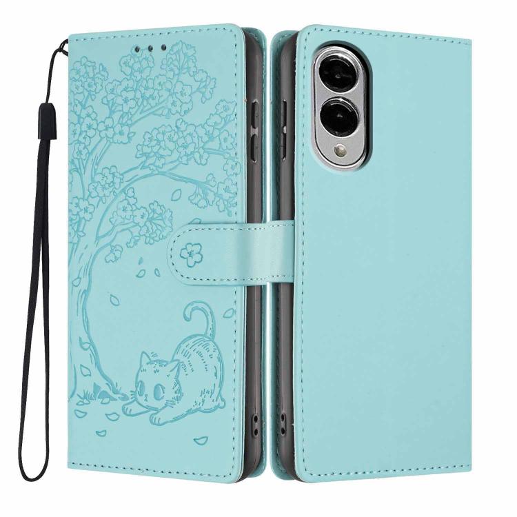 Custodia per telefono in ecopelle con stampa a rilievo di gatto sugli alberi, For Samsung Galaxy S25 FE 5G, For Samsung Galaxy S25 Edge 5G, For Samsung Galaxy S25 5G