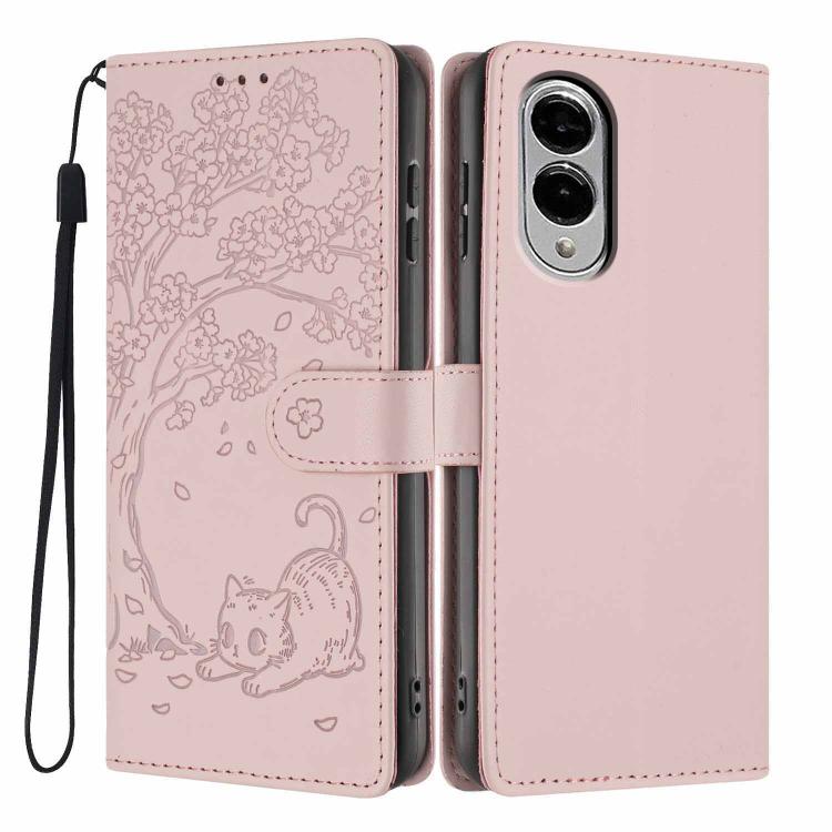 Custodia per telefono in ecopelle con stampa a rilievo di gatto sugli alberi, For Samsung Galaxy S25 FE 5G, For Samsung Galaxy S25 Edge 5G, For Samsung Galaxy S25 5G