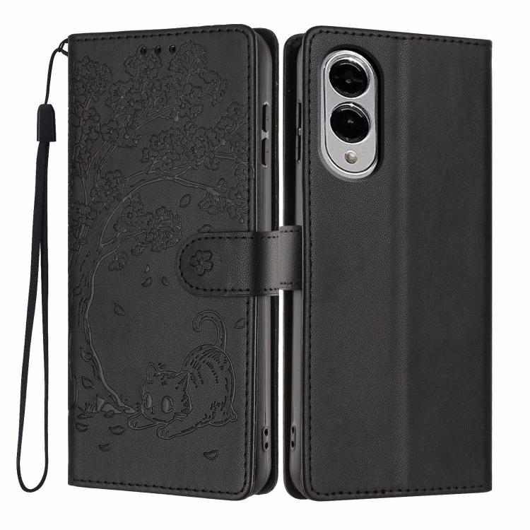 Custodia per telefono in ecopelle con stampa a rilievo di gatto sugli alberi, For Samsung Galaxy S25 FE 5G, For Samsung Galaxy S25 Edge 5G, For Samsung Galaxy S25 5G