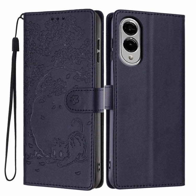 Custodia per telefono in ecopelle con stampa a rilievo di gatto sugli alberi, For Samsung Galaxy S25 FE 5G, For Samsung Galaxy S25 Edge 5G, For Samsung Galaxy S25 5G