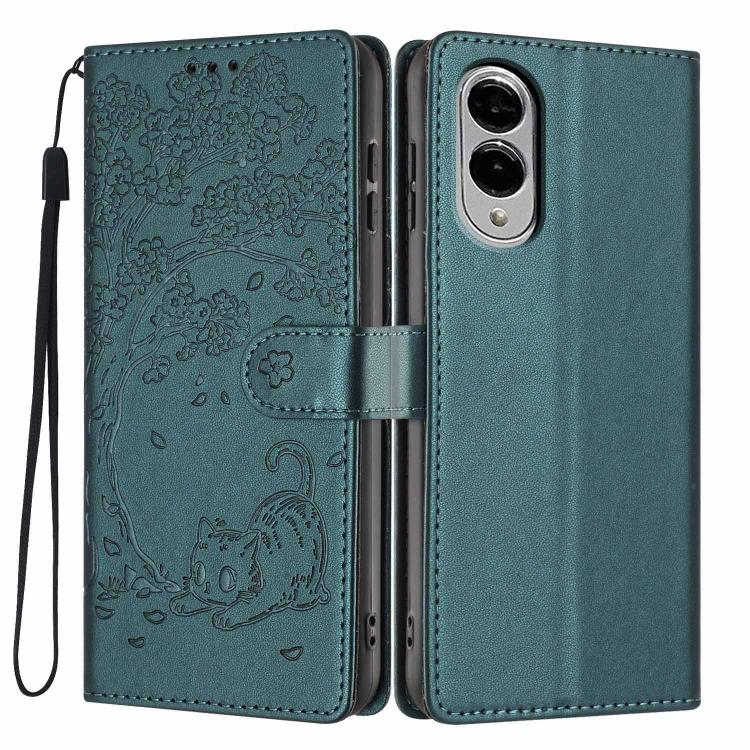 Custodia per telefono in ecopelle con stampa a rilievo di gatto sugli alberi, For Samsung Galaxy S25 FE 5G, For Samsung Galaxy S25 Edge 5G, For Samsung Galaxy S25 5G