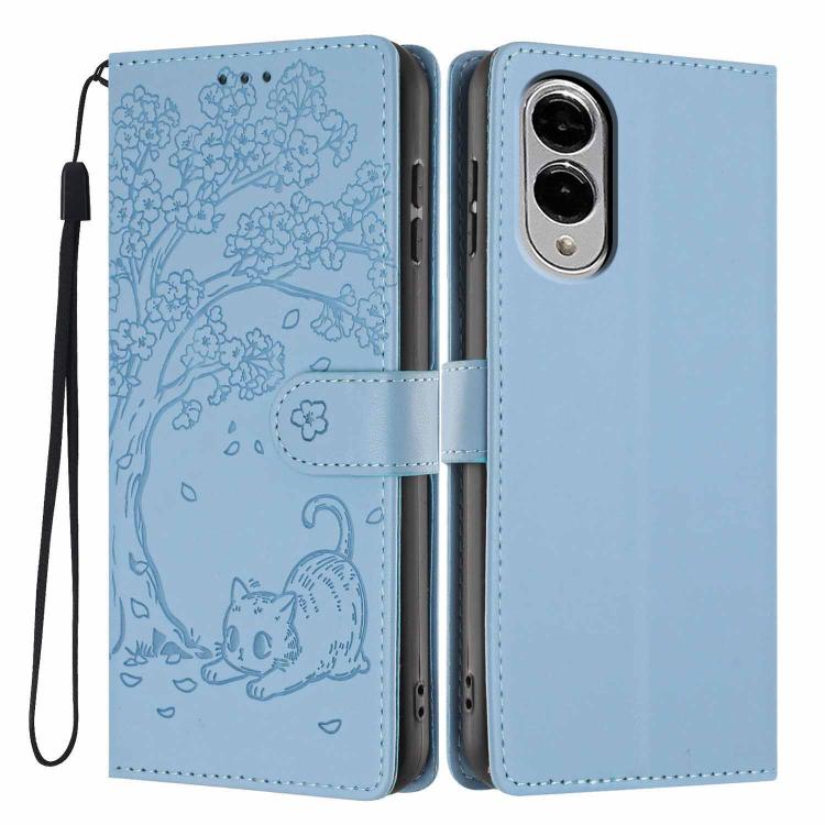 Custodia per telefono in ecopelle con stampa a rilievo di gatto sugli alberi, For Samsung Galaxy S25 FE 5G, For Samsung Galaxy S25 Edge 5G, For Samsung Galaxy S25 5G