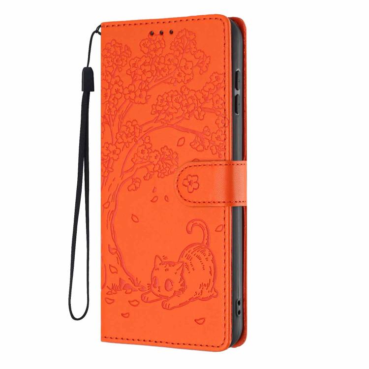 Custodia per telefono in ecopelle con stampa a rilievo di gatto sugli alberi, For Samsung Galaxy S26+ 5G, For Samsung Galaxy S26 Ultra 5G, For Samsung Galaxy S26 5G