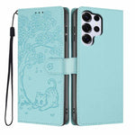 Custodia per telefono in ecopelle con stampa a rilievo di gatto sugli alberi, For Samsung Galaxy S26+ 5G, For Samsung Galaxy S26 Ultra 5G, For Samsung Galaxy S26 5G