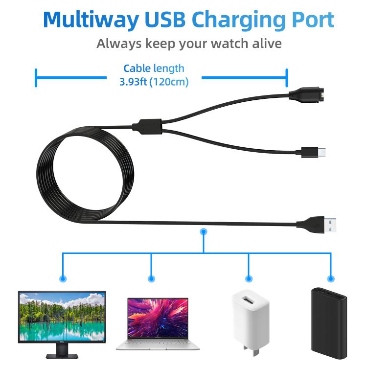 Cavo di ricarica xDfind 2 in 1 da USB a Type-C, lunghezza: 1,2 m, Charger Cable