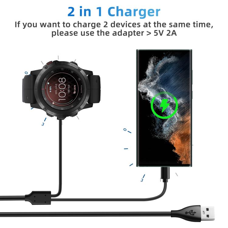 Base di ricarica integrata per smartwatch xDfind 2 in 1 da USB a Type-C, lunghezza: 1,2 m, Charging Base