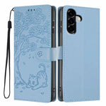 Custodia per telefono in ecopelle con stampa a rilievo di gatto sugli alberi, For Samsung Galaxy M36 5G, For Samsung Galaxy M56 5G, For Samsung Galaxy M16 5G