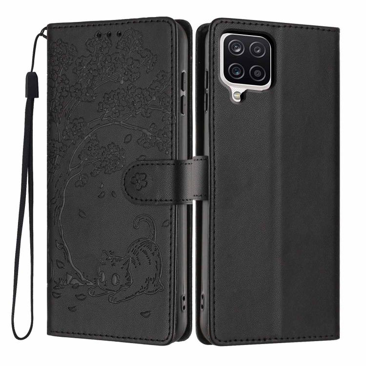 Custodia per telefono in ecopelle con stampa a rilievo di gatto sugli alberi, For Samsung Galaxy M06 5G, For Samsung Galaxy M53, For Samsung Galaxy M33 5G