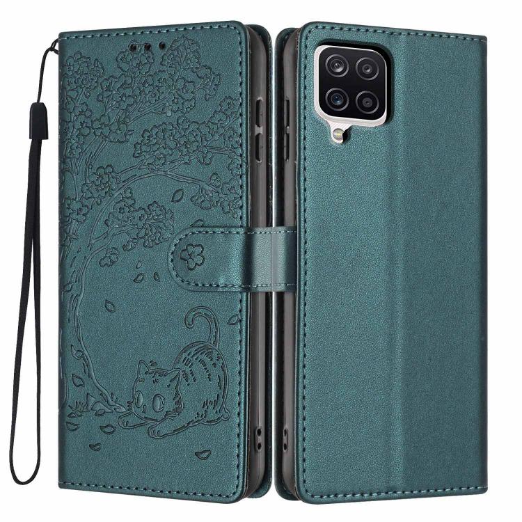 Custodia per telefono in ecopelle con stampa a rilievo di gatto sugli alberi, For Samsung Galaxy M06 5G, For Samsung Galaxy M53, For Samsung Galaxy M33 5G