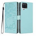 Custodia per telefono in ecopelle con stampa a rilievo di gatto sugli alberi, For Samsung Galaxy M06 5G, For Samsung Galaxy M53, For Samsung Galaxy M33 5G