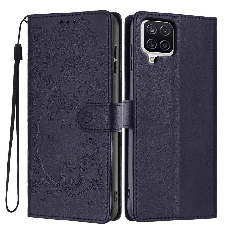 Custodia per telefono in ecopelle con stampa a rilievo di gatto sugli alberi, For Samsung Galaxy M06 5G, For Samsung Galaxy M53, For Samsung Galaxy M33 5G