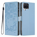 Custodia per telefono in ecopelle con stampa a rilievo di gatto sugli alberi, For Samsung Galaxy M06 5G, For Samsung Galaxy M53, For Samsung Galaxy M33 5G