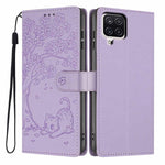 Custodia per telefono in ecopelle con stampa a rilievo di gatto sugli alberi, For Samsung Galaxy M06 5G, For Samsung Galaxy M53, For Samsung Galaxy M33 5G
