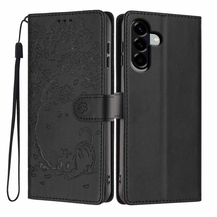 Custodia per telefono in ecopelle con stampa a rilievo di gatto sugli alberi, For Samsung Galaxy M36 5G, For Samsung Galaxy M56 5G, For Samsung Galaxy M16 5G