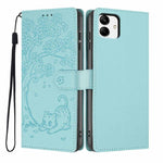 Custodia per telefono in ecopelle con stampa a rilievo di gatto sugli alberi, For Samsung Galaxy A04e, For Samsung Galaxy A14 5G, For Samsung Galaxy A04