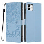 Custodia per telefono in ecopelle con stampa a rilievo di gatto sugli alberi, For Samsung Galaxy A04e, For Samsung Galaxy A14 5G, For Samsung Galaxy A04