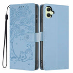 Custodia per telefono in ecopelle con stampa a rilievo di gatto sugli alberi, For Samsung Galaxy A35 5G, For Samsung Galaxy A15, For Samsung Galaxy A05