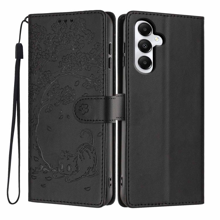 Custodia per telefono in ecopelle con stampa a rilievo di gatto sugli alberi, For Samsung Galaxy A05s, For Samsung Galaxy A25 5G, For Samsung Galaxy A23 5G