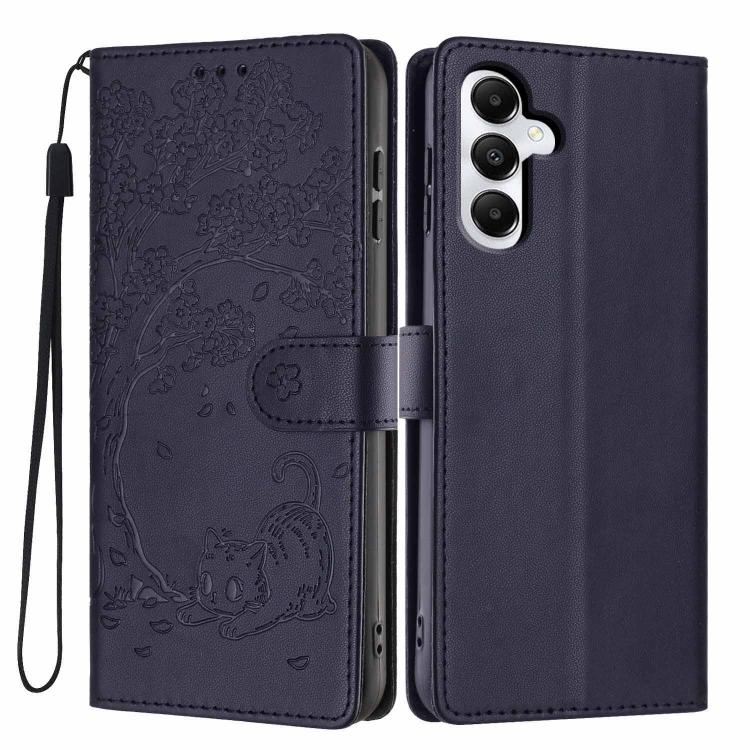 Custodia per telefono in ecopelle con stampa a rilievo di gatto sugli alberi, For Samsung Galaxy A05s, For Samsung Galaxy A25 5G, For Samsung Galaxy A23 5G