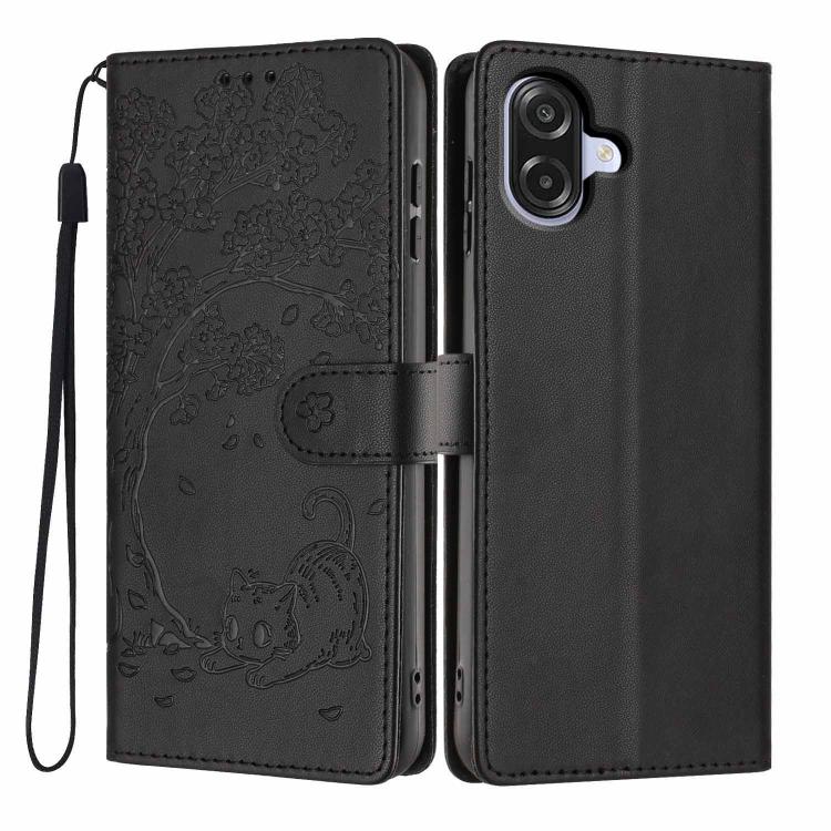 Custodia per telefono in ecopelle con stampa a rilievo di gatto sugli alberi, For Samsung Galaxy A07 4G / 5G, For Samsung Galaxy A56 5G, For Samsung Galaxy A36 5G
