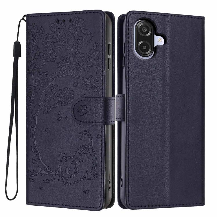 Custodia per telefono in ecopelle con stampa a rilievo di gatto sugli alberi, For Samsung Galaxy A07 4G / 5G, For Samsung Galaxy A56 5G, For Samsung Galaxy A36 5G