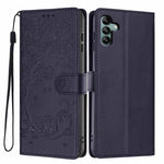 Custodia per telefono in ecopelle con stampa a rilievo di gatto sugli alberi, For Samsung Galaxy A13 5G / A04s, For Samsung Galaxy A53 5G, For Samsung Galaxy A73 5G