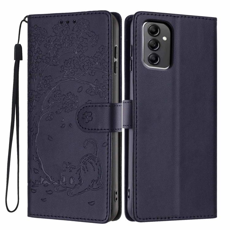Custodia per telefono in ecopelle con stampa a rilievo di gatto sugli alberi, For Samsung Galaxy A04e, For Samsung Galaxy A14 5G, For Samsung Galaxy A04
