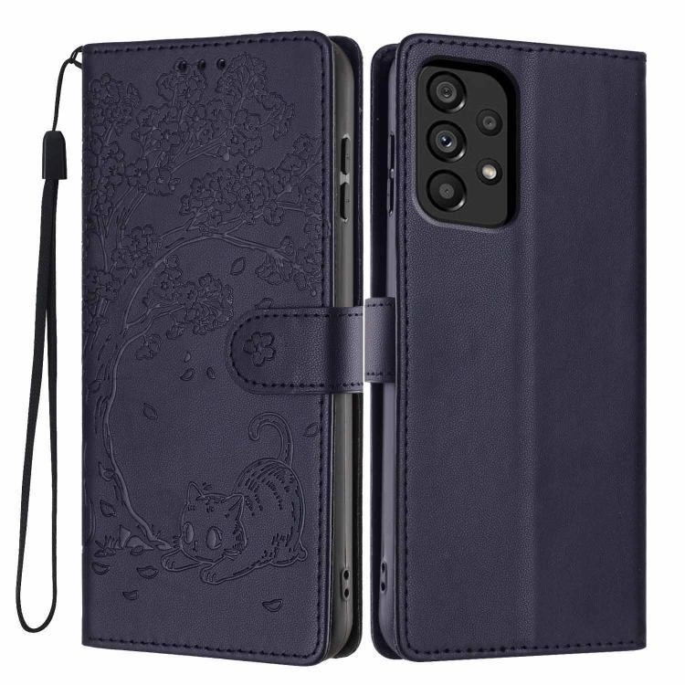 Custodia per telefono in ecopelle con stampa a rilievo di gatto sugli alberi, For Samsung Galaxy A05s, For Samsung Galaxy A25 5G, For Samsung Galaxy A23 5G