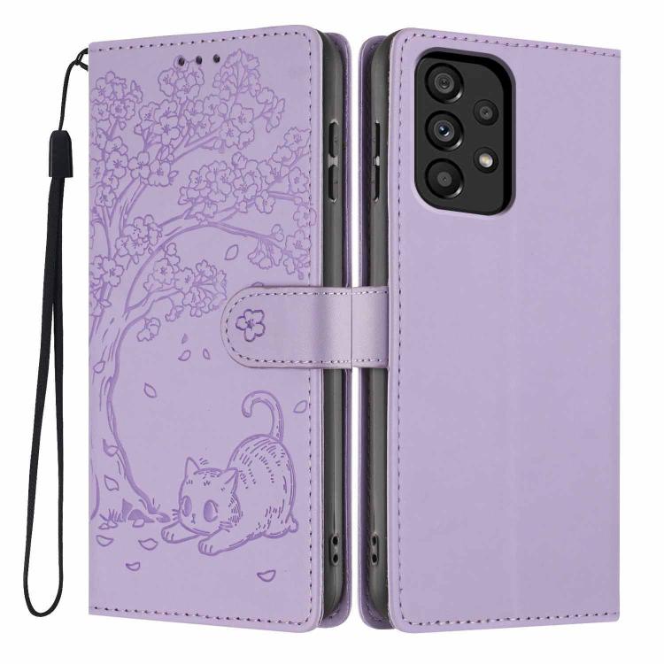 Custodia per telefono in ecopelle con stampa a rilievo di gatto sugli alberi, For Samsung Galaxy A05s, For Samsung Galaxy A25 5G, For Samsung Galaxy A23 5G