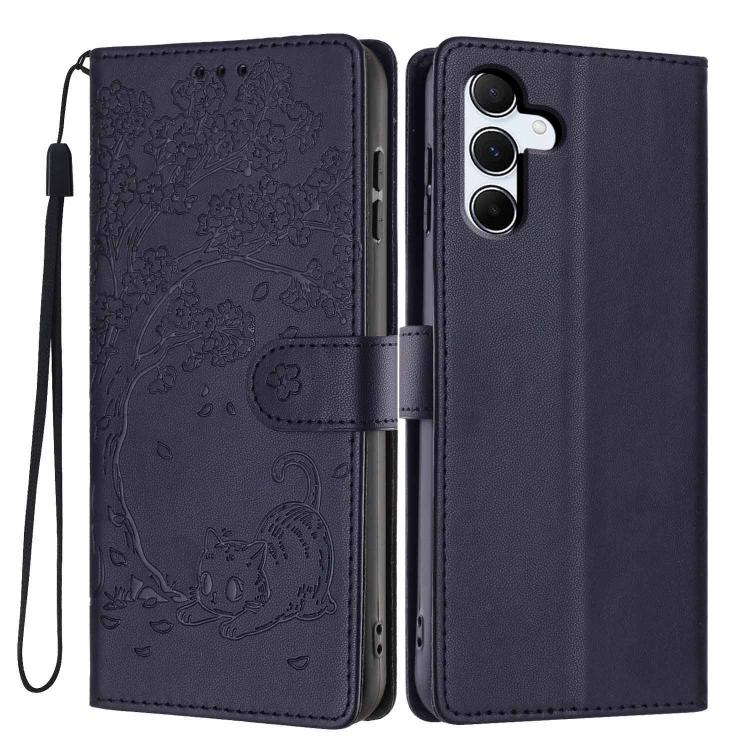 Custodia per telefono in ecopelle con stampa a rilievo di gatto sugli alberi, For Samsung Galaxy A05s, For Samsung Galaxy A25 5G, For Samsung Galaxy A23 5G