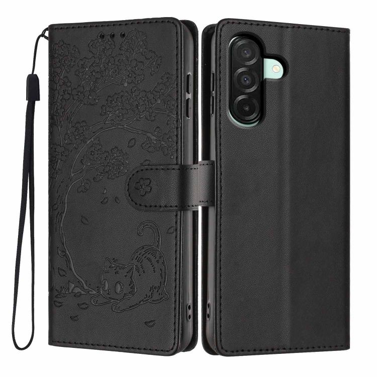 Custodia per telefono in ecopelle con stampa a rilievo di gatto sugli alberi, For Samsung Galaxy A57 5G, For Samsung Galaxy A37 5G, For Samsung Galaxy A26 / A17