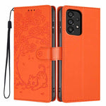 Custodia per telefono in ecopelle con stampa a rilievo di gatto sugli alberi, For Samsung Galaxy A33 5G, For Samsung Galaxy A13 4G