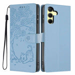 Custodia per telefono in ecopelle con stampa a rilievo di gatto sugli alberi, For Samsung Galaxy A35 5G, For Samsung Galaxy A15, For Samsung Galaxy A05