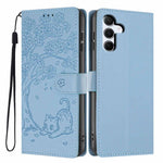 Custodia per telefono in ecopelle con stampa a rilievo di gatto sugli alberi, For Samsung Galaxy A24 5G, For Samsung Galaxy A34 5G, For Samsung Galaxy A54 5G