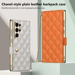 Custodia per telefono in pelle con texture diamantata placcata GKK e catena a tracolla., For Samsung Galaxy S26 Ultra 5G