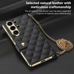 Custodia per telefono in pelle con texture diamantata placcata GKK e catena a tracolla., For Samsung Galaxy S26 Ultra 5G