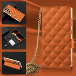 Custodia per telefono in pelle con texture diamantata placcata GKK e catena a tracolla., For Samsung Galaxy S26 Ultra 5G