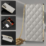 Custodia per telefono in pelle con texture diamantata placcata GKK e catena a tracolla., For Samsung Galaxy S26 Ultra 5G