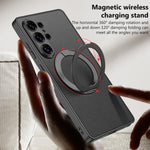 Custodia magnetica per telefono GKK effetto pelle con vernice metallizzata e supporto girevole, penna non inclusa., For Samsung Galaxy S26 Ultra 5G