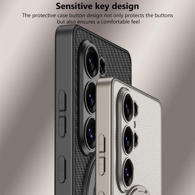 Custodia magnetica per telefono GKK effetto pelle con vernice metallizzata e supporto girevole, penna non inclusa., For Samsung Galaxy S26 Ultra 5G