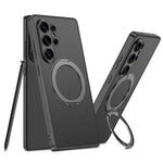 Custodia magnetica per telefono GKK effetto pelle con vernice metallizzata e supporto girevole, penna non inclusa., For Samsung Galaxy S26 Ultra 5G