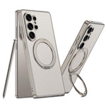 Custodia magnetica per telefono GKK effetto pelle con vernice metallizzata e supporto girevole, penna non inclusa., For Samsung Galaxy S26 Ultra 5G