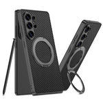 Custodia magnetica per telefono GKK effetto pelle con vernice metallizzata e supporto girevole, penna non inclusa., For Samsung Galaxy S26 Ultra 5G