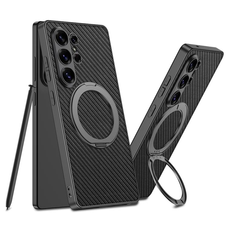 Custodia magnetica per telefono GKK effetto pelle con vernice metallizzata e supporto girevole, penna non inclusa., For Samsung Galaxy S26 Ultra 5G