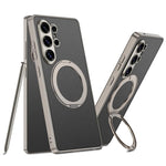 Custodia magnetica per telefono GKK effetto pelle con vernice metallizzata e supporto girevole, penna non inclusa., For Samsung Galaxy S26 Ultra 5G