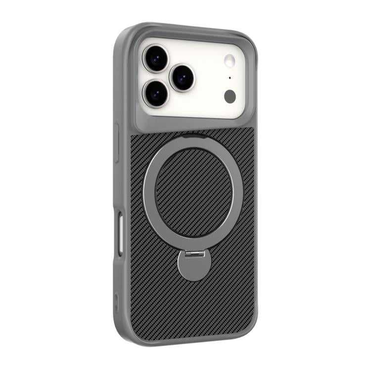 Custodia per telefono con supporto MagSafe a 360° e texture in fibra di carbonio., For iPhone 17 Pro Max